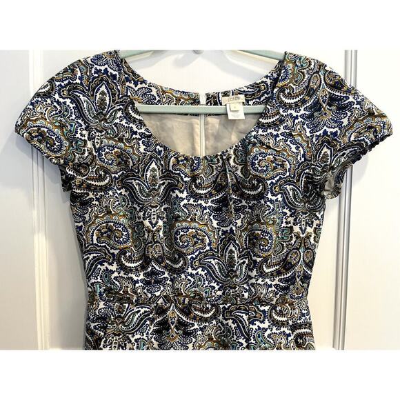 J. Crew Dolores Dress in Peacock Paisley Cotton Silk Size 2 - Picture 7 of 10